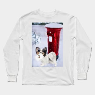 Papillon Christmas Postbox Long Sleeve T-Shirt